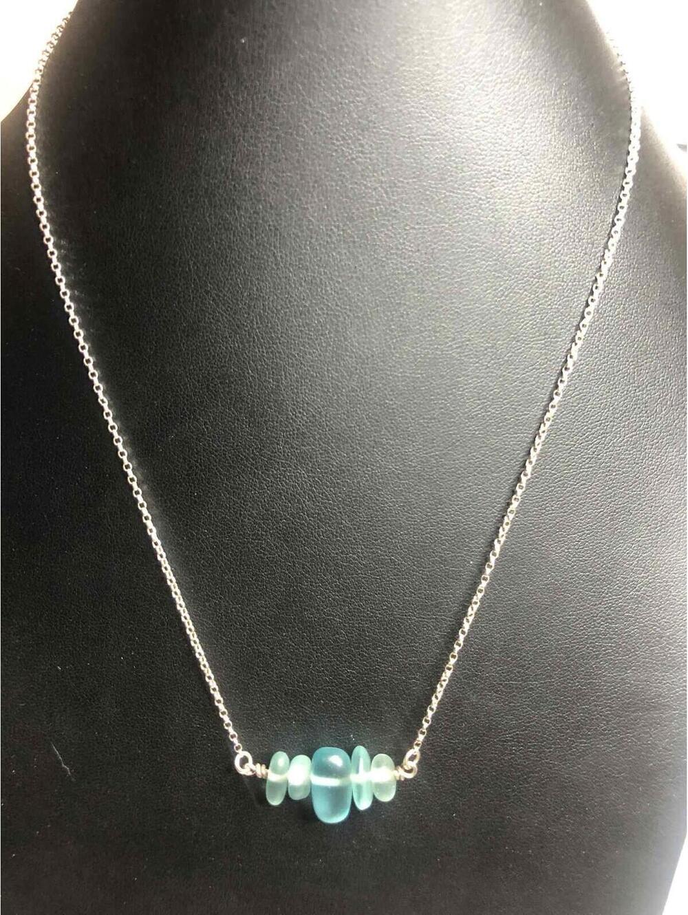 Delicate Aqua Glass Bead Necklace - Women Jewelry
